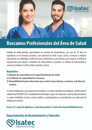 Noticia Oferta Laboral: Profesionales Área de Salud